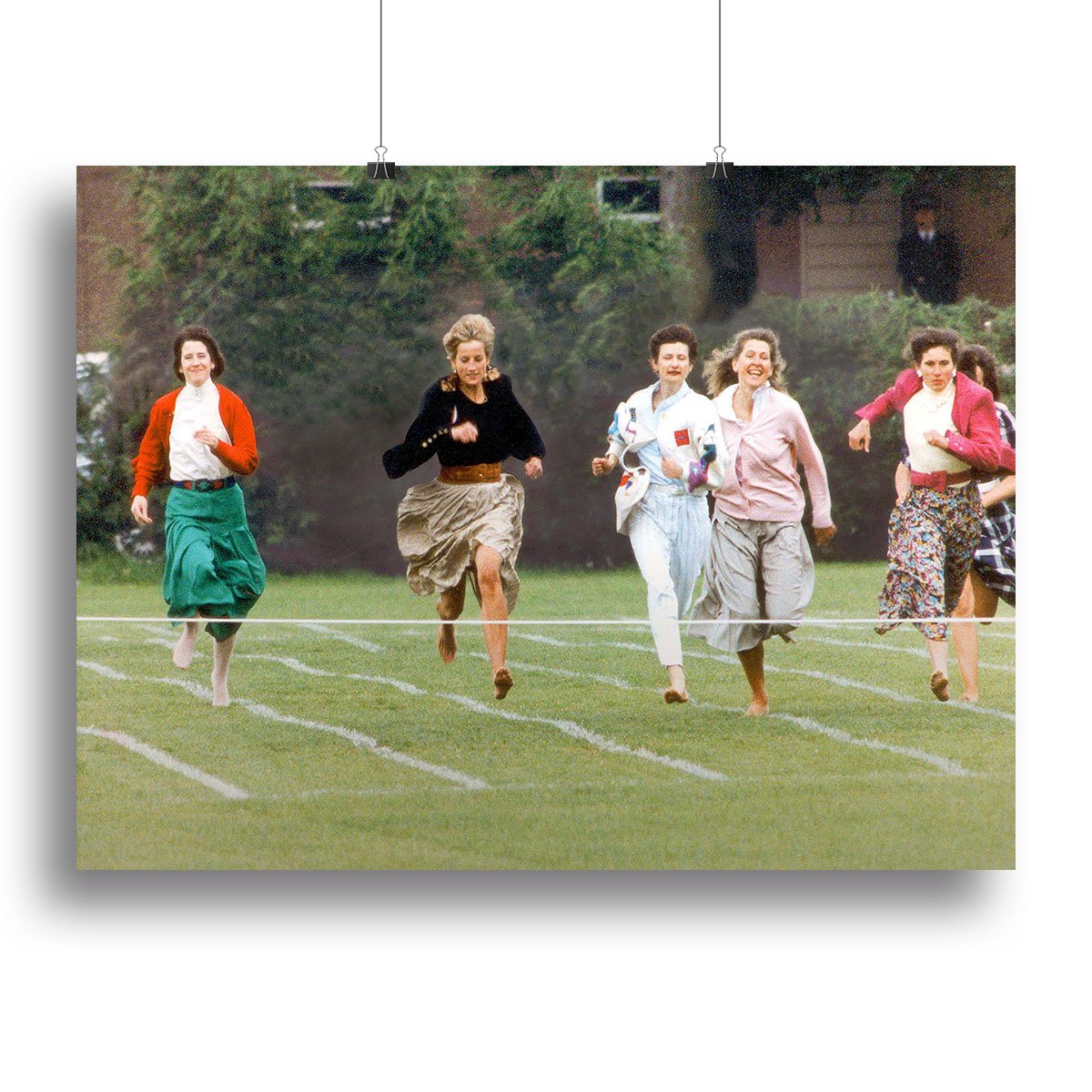 Princess Diana in the mothers race at Harrys school Canvas Print or Poster