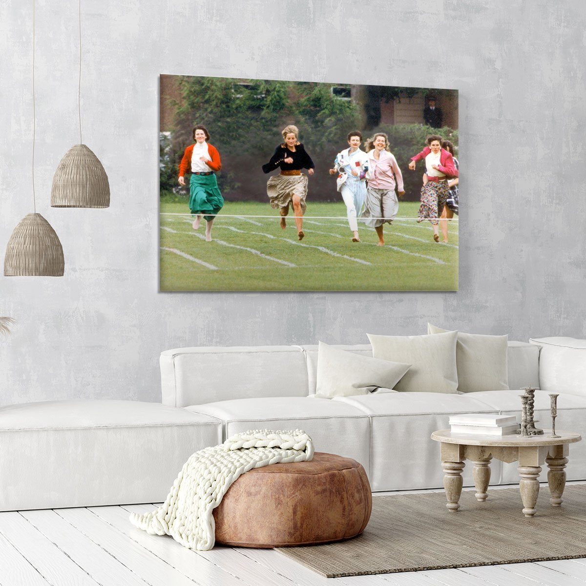 Princess Diana in the mothers race at Harrys school Canvas Print or Poster