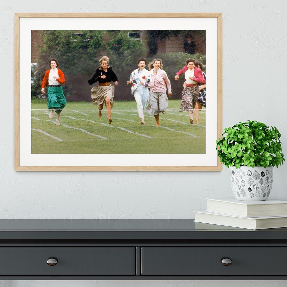 Princess Diana in the mothers race at Harrys school Framed Print - Canvas Art Rocks - 3