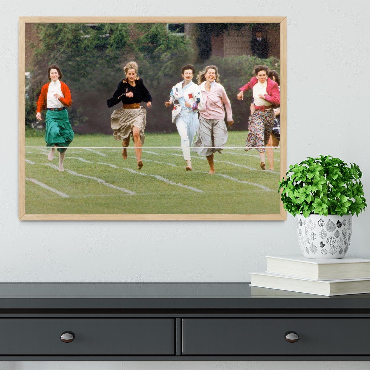 Princess Diana in the mothers race at Harrys school Framed Print - Canvas Art Rocks - 4