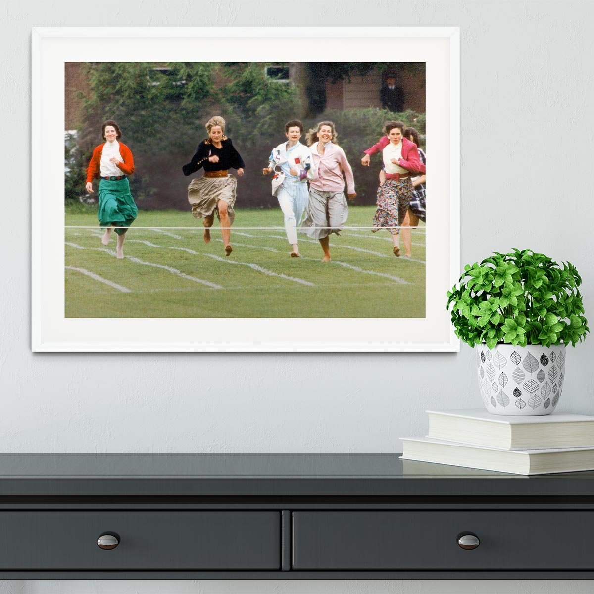 Princess Diana in the mothers race at Harrys school Framed Print - Canvas Art Rocks - 5