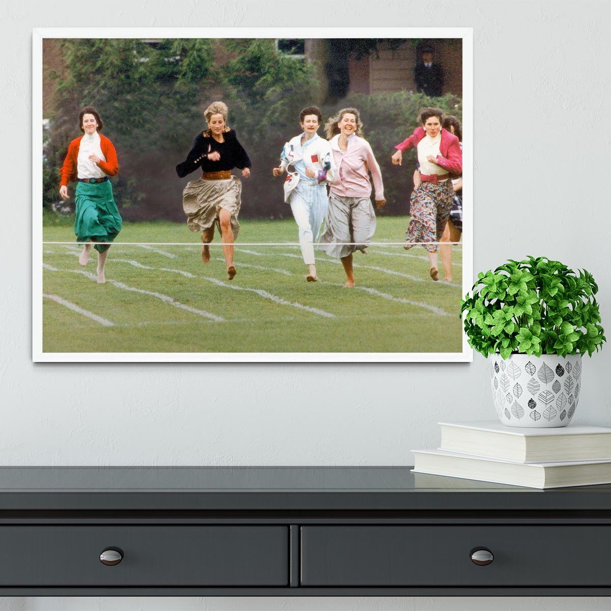 Princess Diana in the mothers race at Harrys school Framed Print - Canvas Art Rocks -6