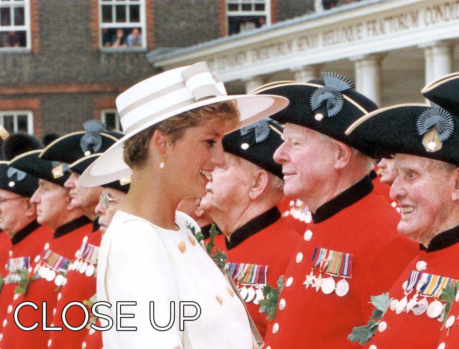 Princess Diana meeting pensioners at Royal Hospital Chelsea 3 Split Panel Canvas Print - Canvas Art Rocks - 3