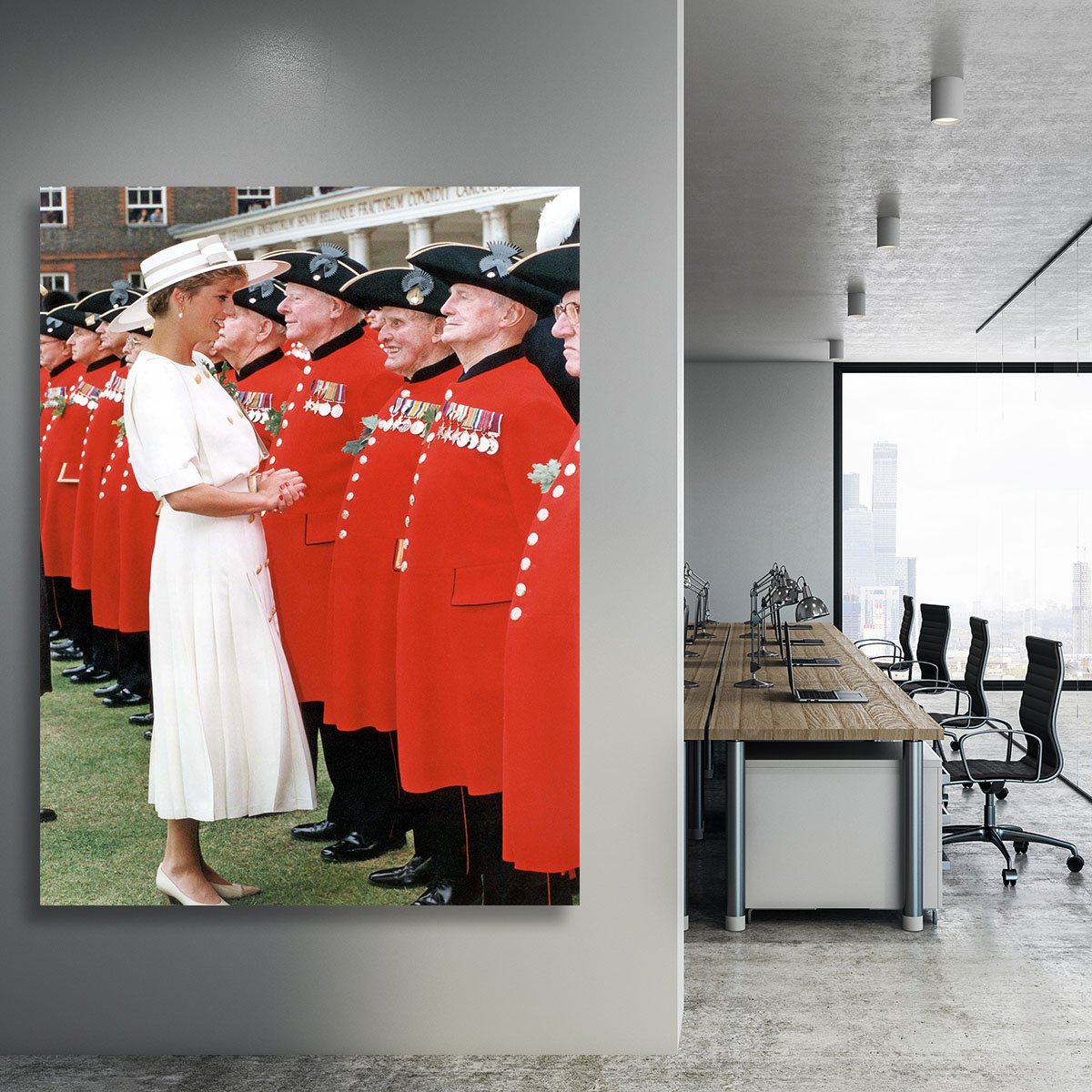 Princess Diana meeting pensioners at Royal Hospital Chelsea Canvas Print or Poster