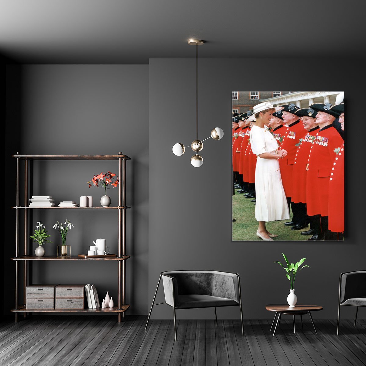 Princess Diana meeting pensioners at Royal Hospital Chelsea Canvas Print or Poster