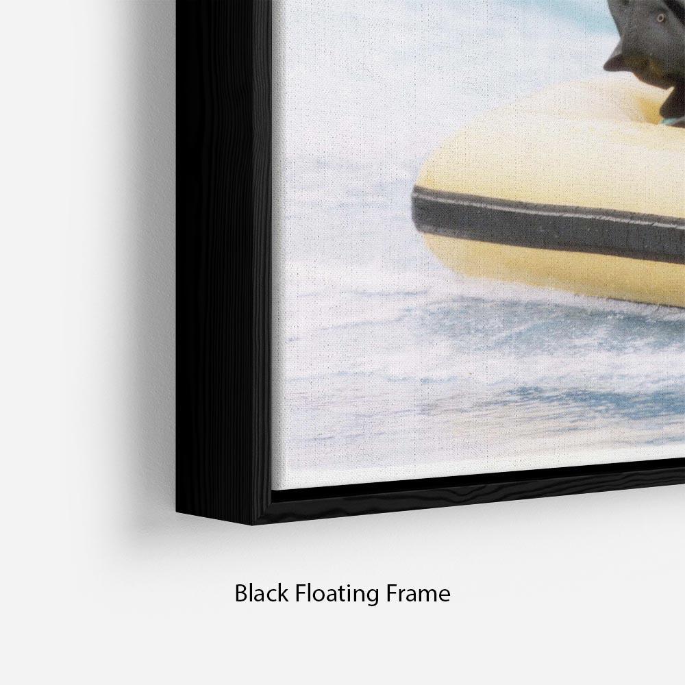 Princess Diana with Prince Harry on a water ride Floating Frame Canvas