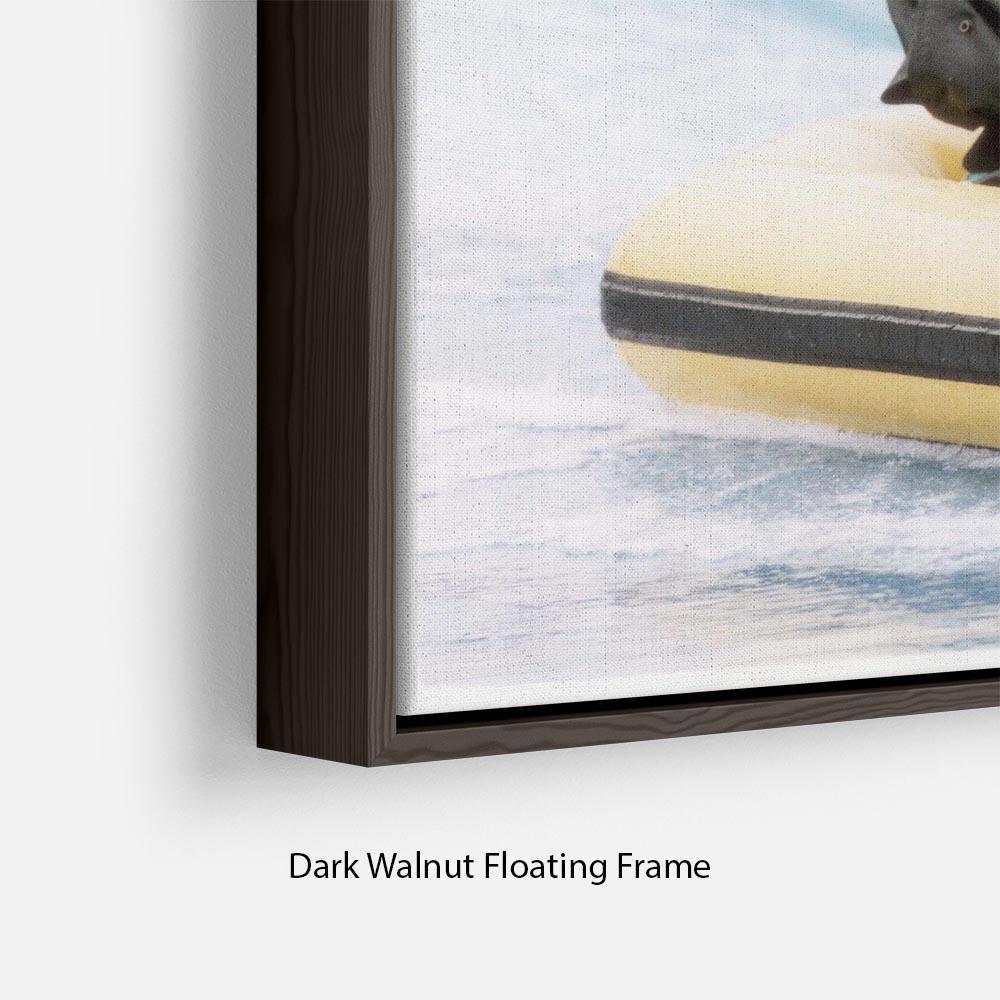 Princess Diana with Prince Harry on a water ride Floating Frame Canvas