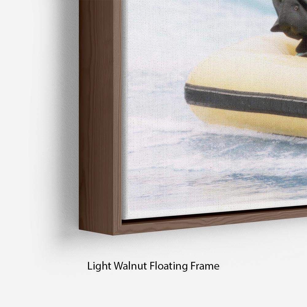 Princess Diana with Prince Harry on a water ride Floating Frame Canvas