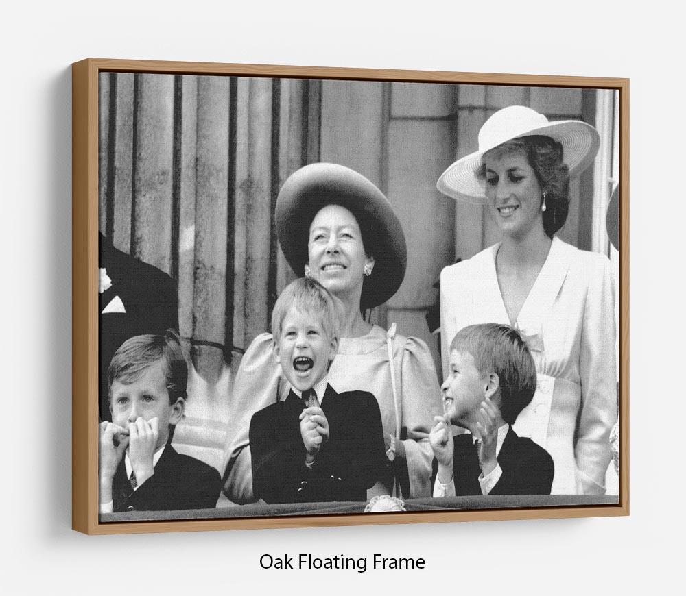 Princess Diana with Prince Harry watching Trooping the Colour Floating Frame Canvas