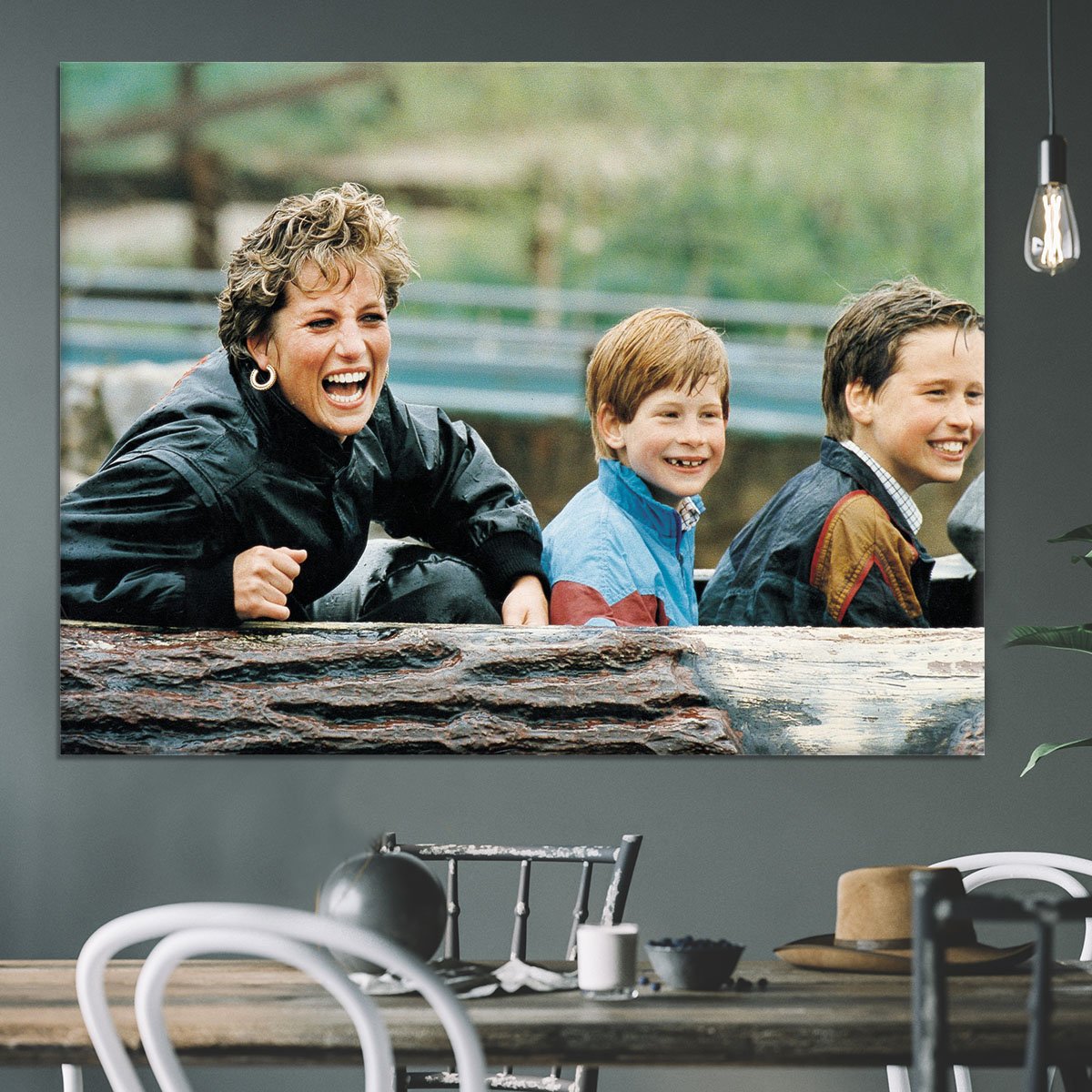 Princess Diana with Prince William and Prince Harry on ride Canvas Print or Poster