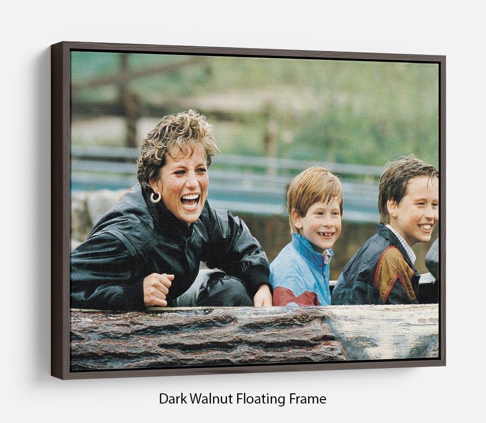Princess Diana with Prince William and Prince Harry on ride Floating Frame Canvas