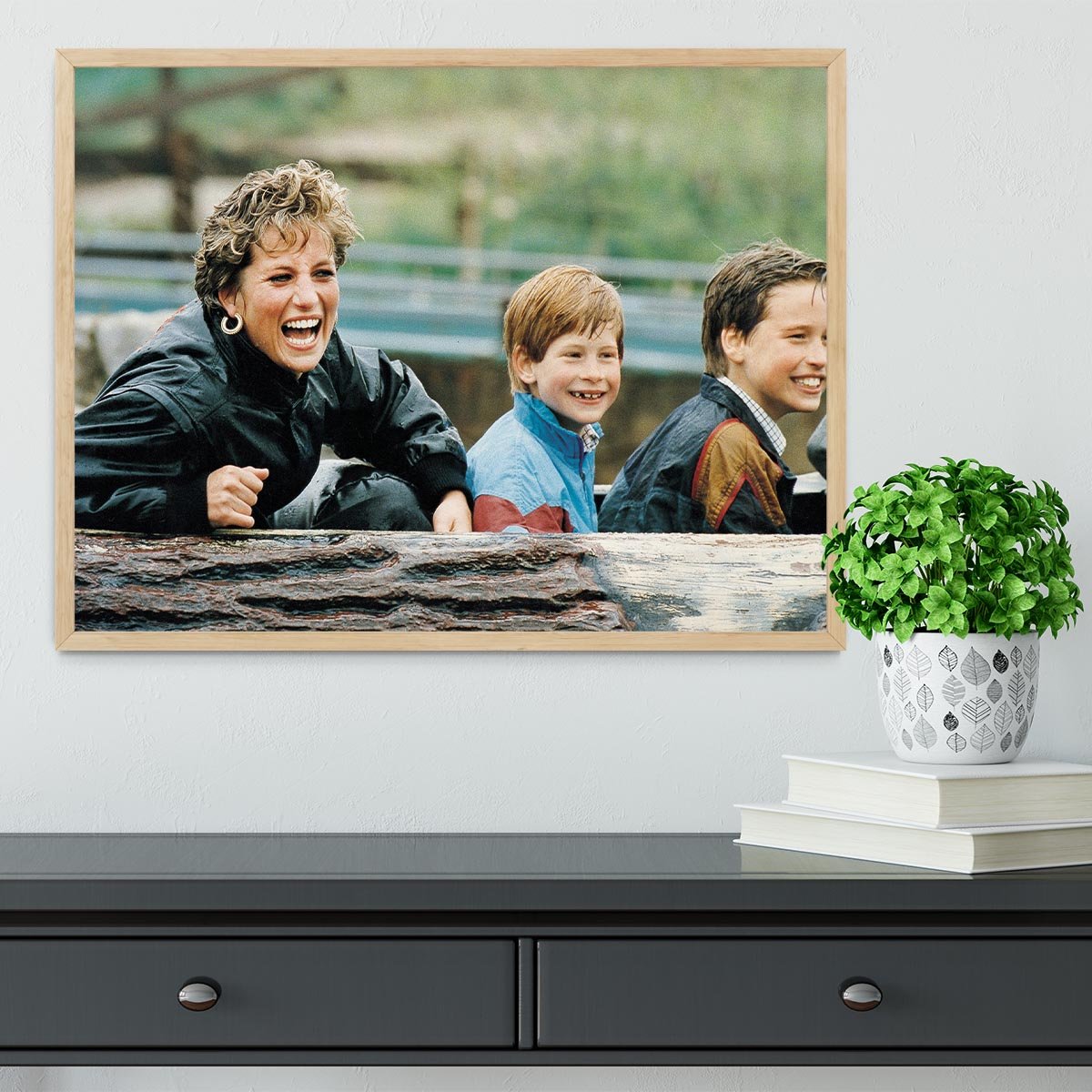 Princess Diana with Prince William and Prince Harry on ride Framed Print - Canvas Art Rocks - 4