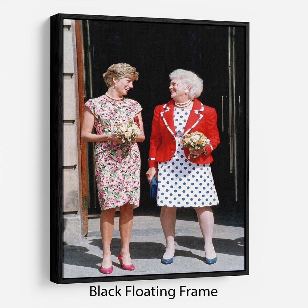 Princess Diana with US First Lady Barbara Bush Floating Frame Canvas