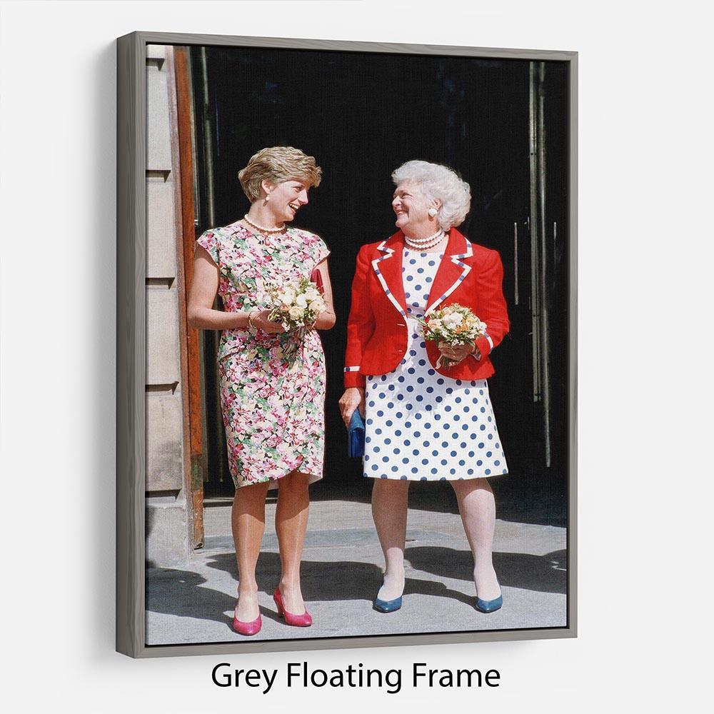 Princess Diana with US First Lady Barbara Bush Floating Frame Canvas