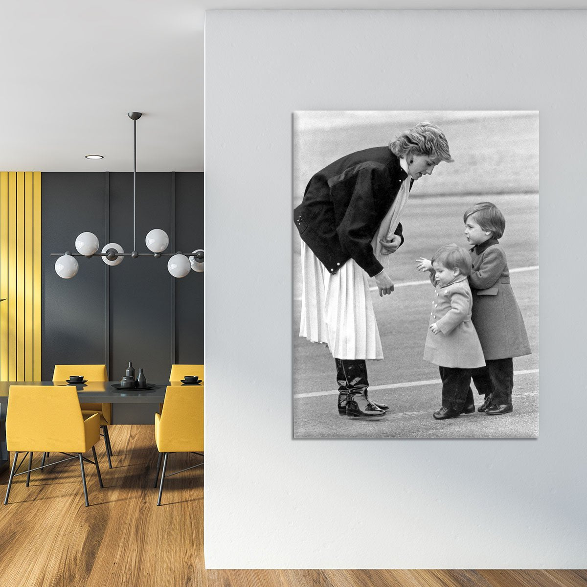 Princess Diana with little Prince Harry and Prince William Canvas Print or Poster