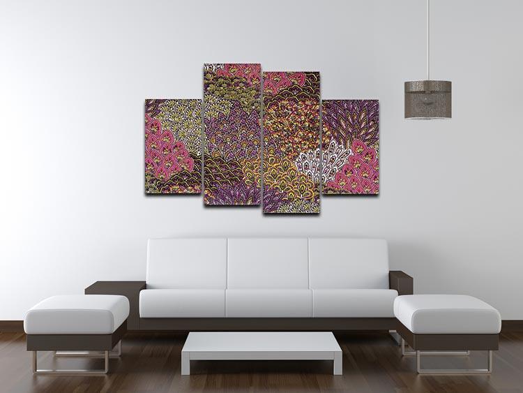 Print fabric striped feathers 4 Split Panel Canvas  - Canvas Art Rocks - 3
