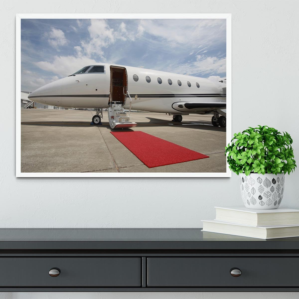 Private airplane with red carpet Framed Print - Canvas Art Rocks -6