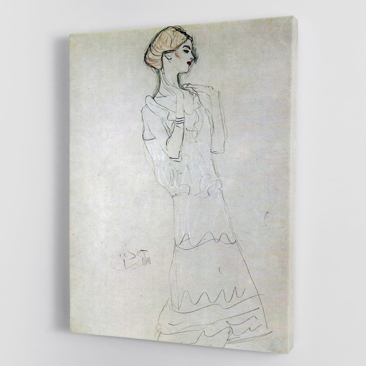 Profile standing female figure with raised arms by Klimt Canvas Print or Poster