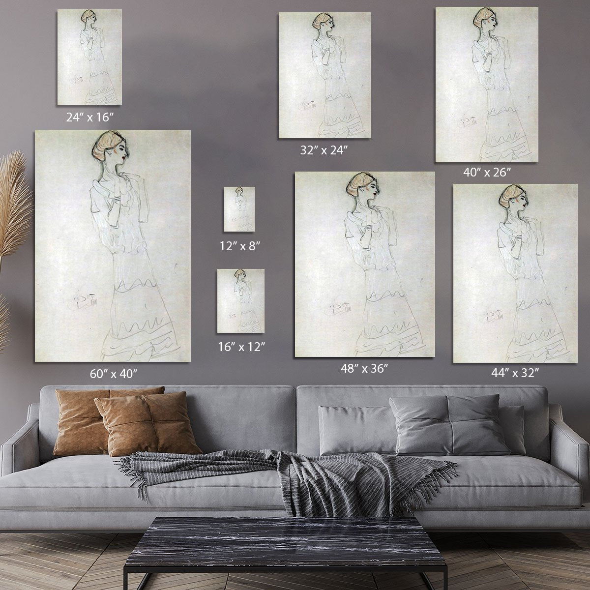 Profile standing female figure with raised arms by Klimt Canvas Print or Poster