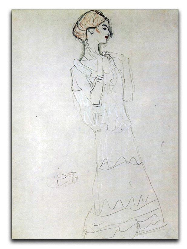 Profile standing female figure with raised arms by Klimt Canvas Print or Poster  - Canvas Art Rocks - 1