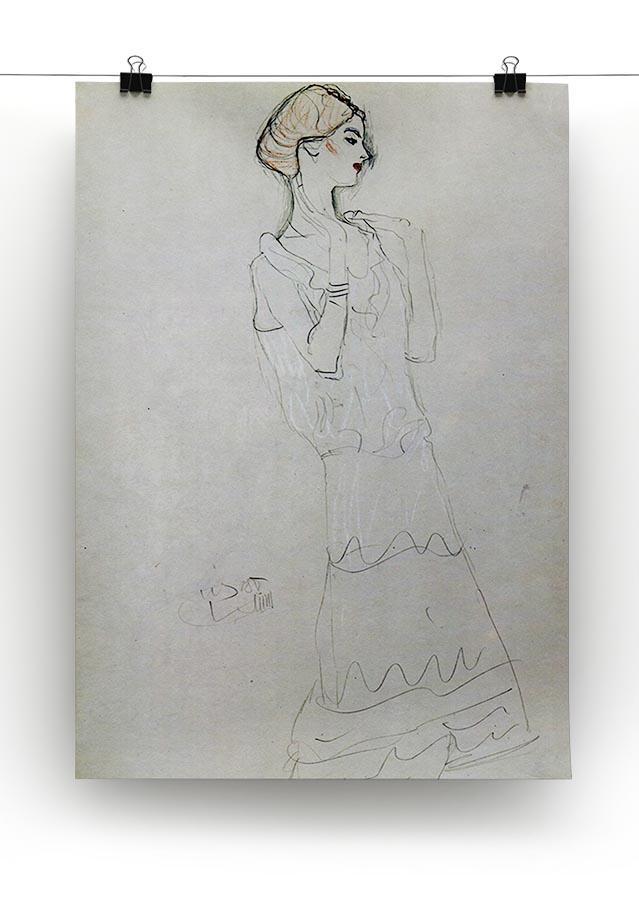 Profile standing female figure with raised arms by Klimt Canvas Print or Poster - Canvas Art Rocks - 2