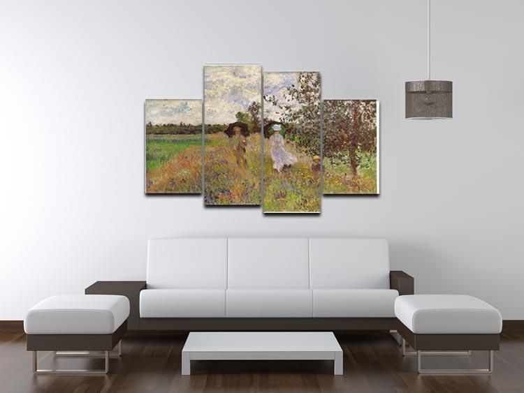 Promenade a Argenteuil 1875 by Monet 4 Split Panel Canvas - Canvas Art Rocks - 3