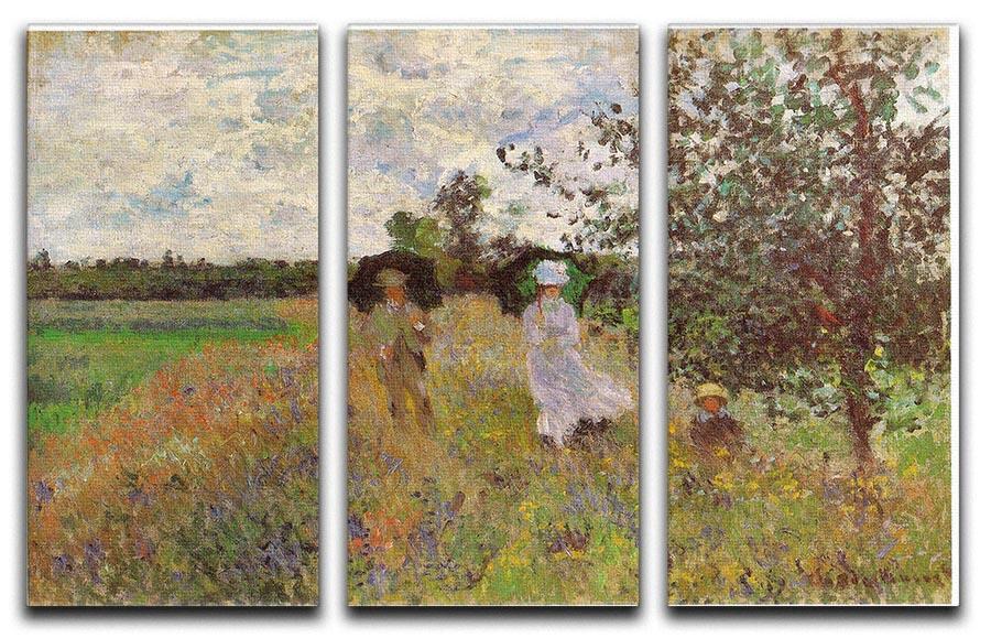 Promenade a Argenteuil 1875 by Monet Split Panel Canvas Print - Canvas Art Rocks - 4