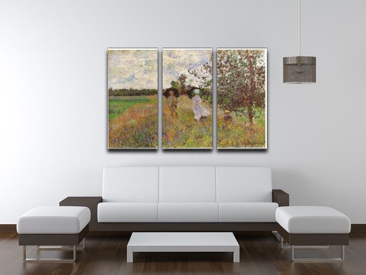 Promenade a Argenteuil 1875 by Monet Split Panel Canvas Print - Canvas Art Rocks - 4