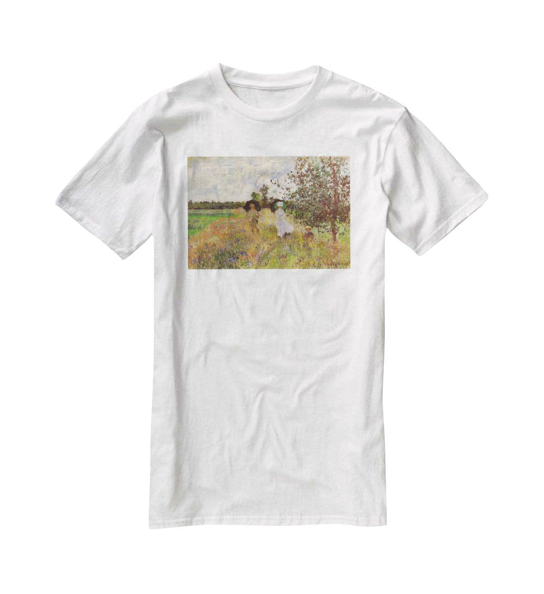 Promenade a Argenteuil 1875 by Monet T-Shirt - Canvas Art Rocks - 5