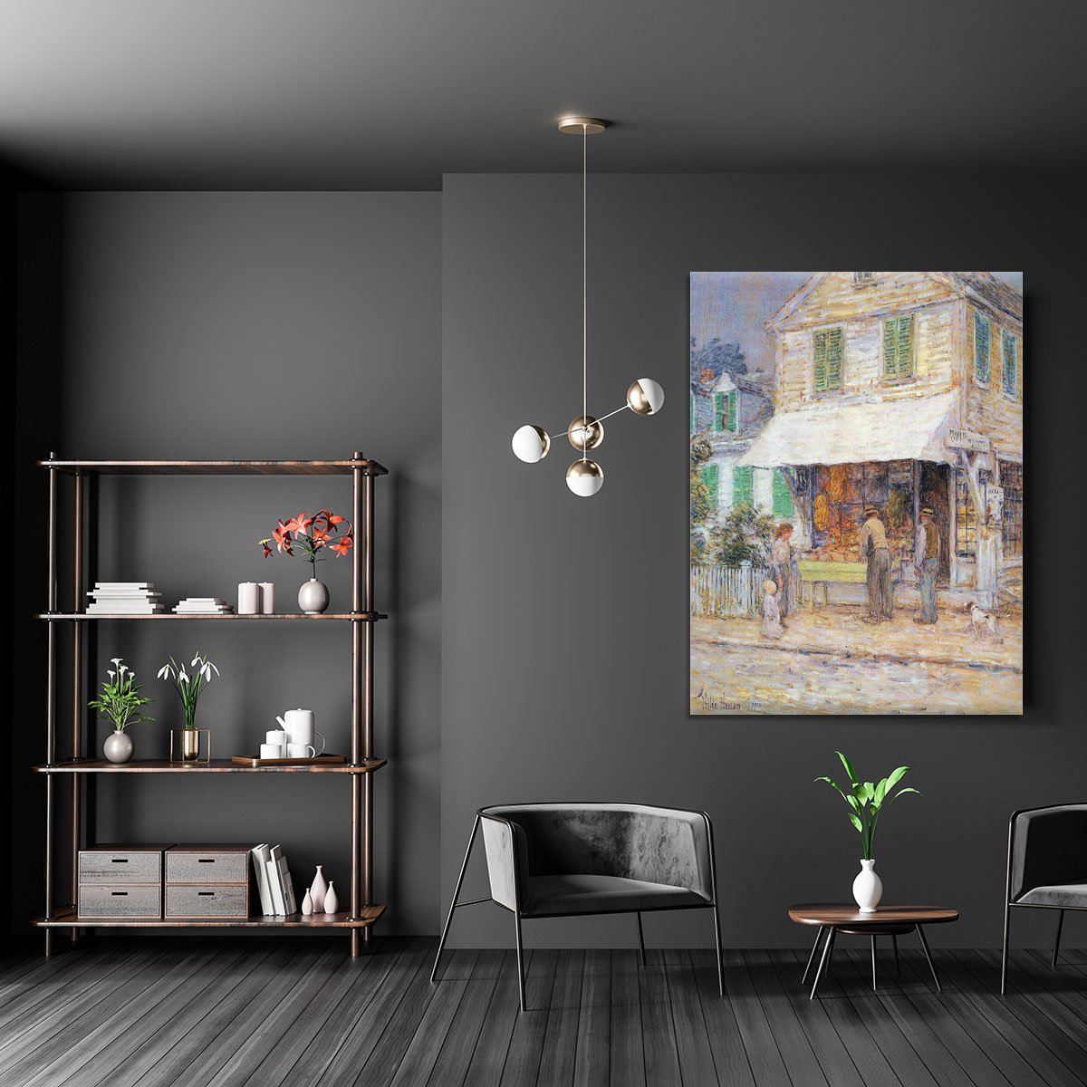 Provincial town by Hassam Canvas Print or Poster