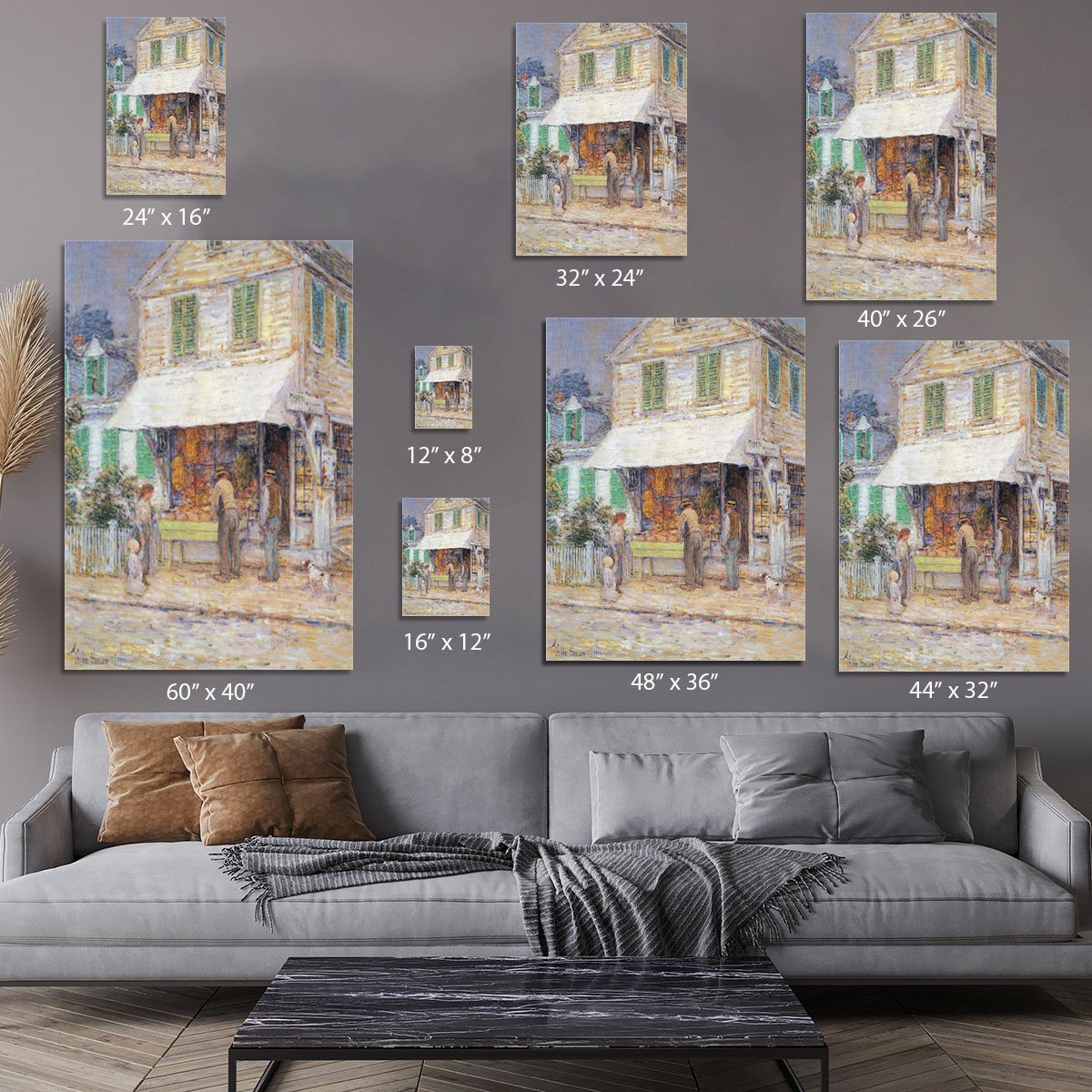 Provincial town by Hassam Canvas Print or Poster