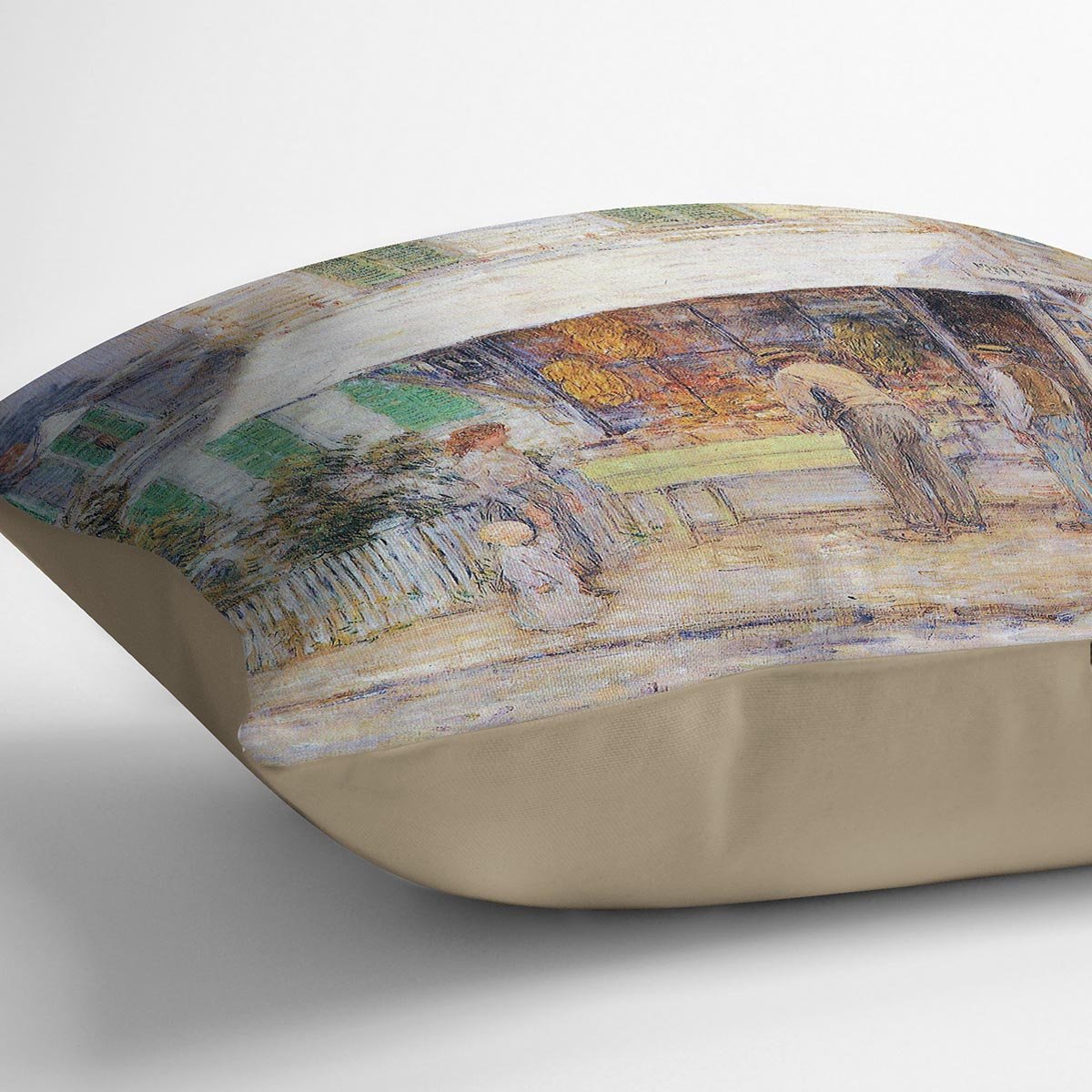 Provincial town by Hassam Cushion - Canvas Art Rocks - 2
