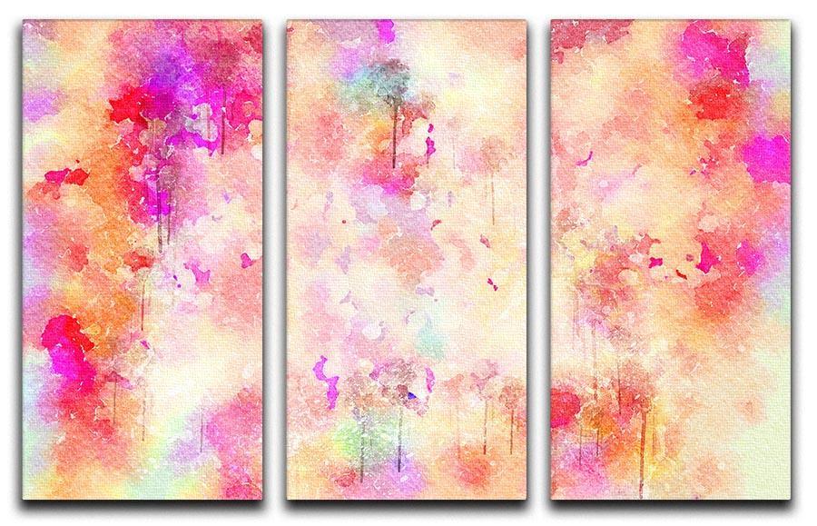 Purple Watercolour 3 Split Panel Canvas Print - Canvas Art Rocks - 1
