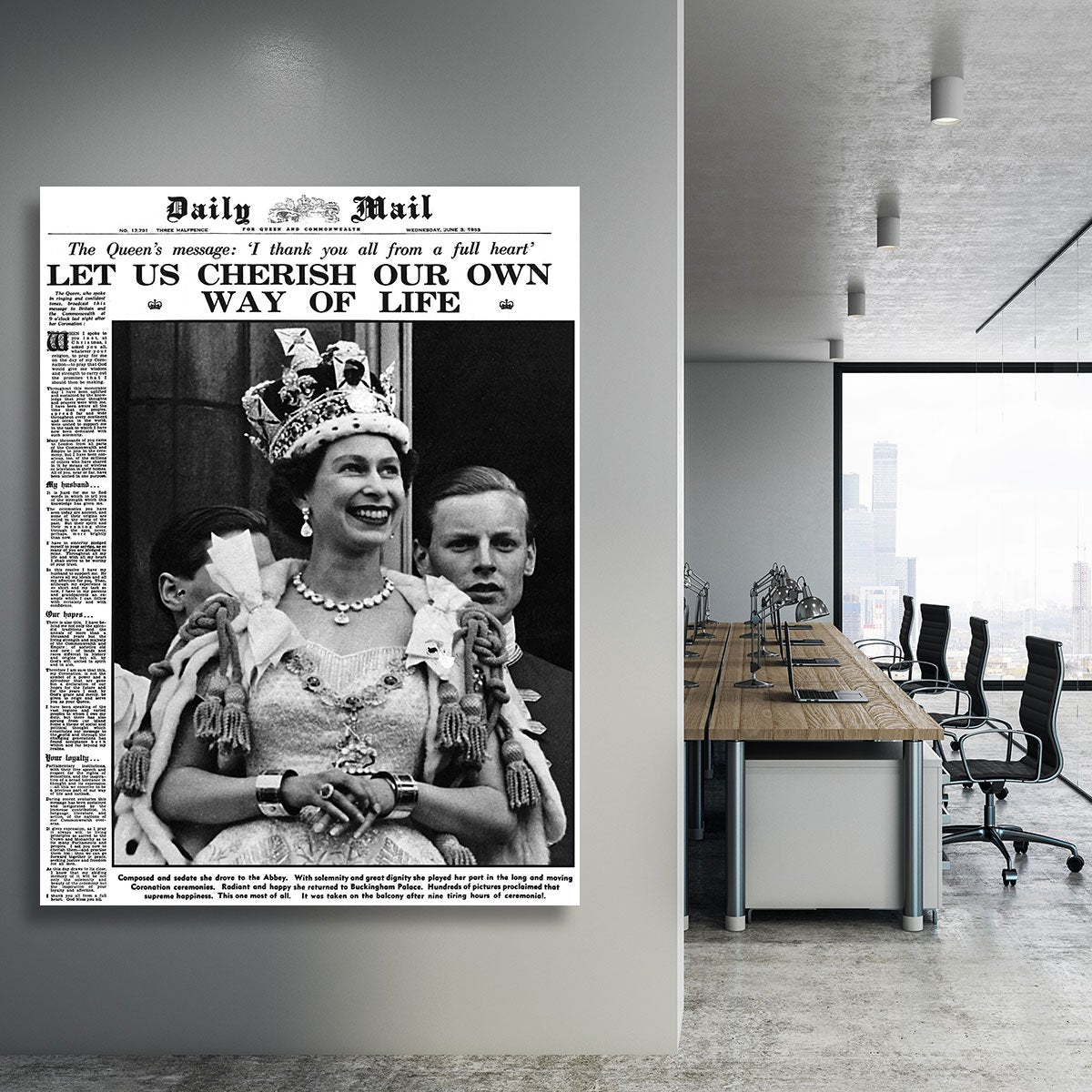 Queen Elizabeth II Coronation Daily Mail front page 3 June 1953 Canvas Print or Poster