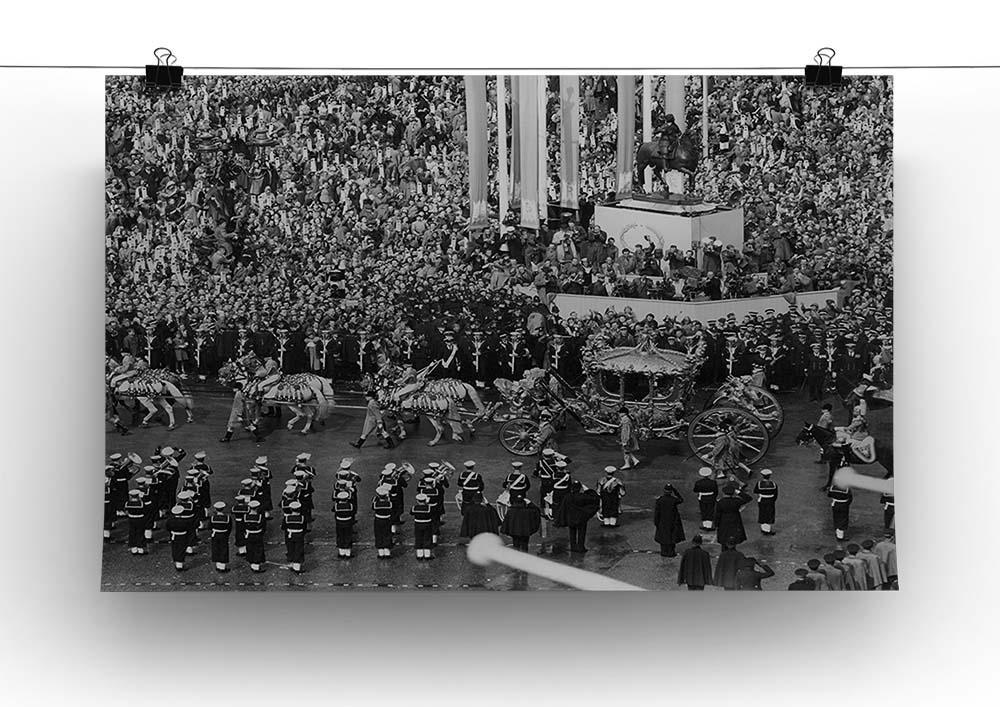 Queen Elizabeth II Coronation coach in Trafalgar Square Canvas Print or Poster - Canvas Art Rocks - 2