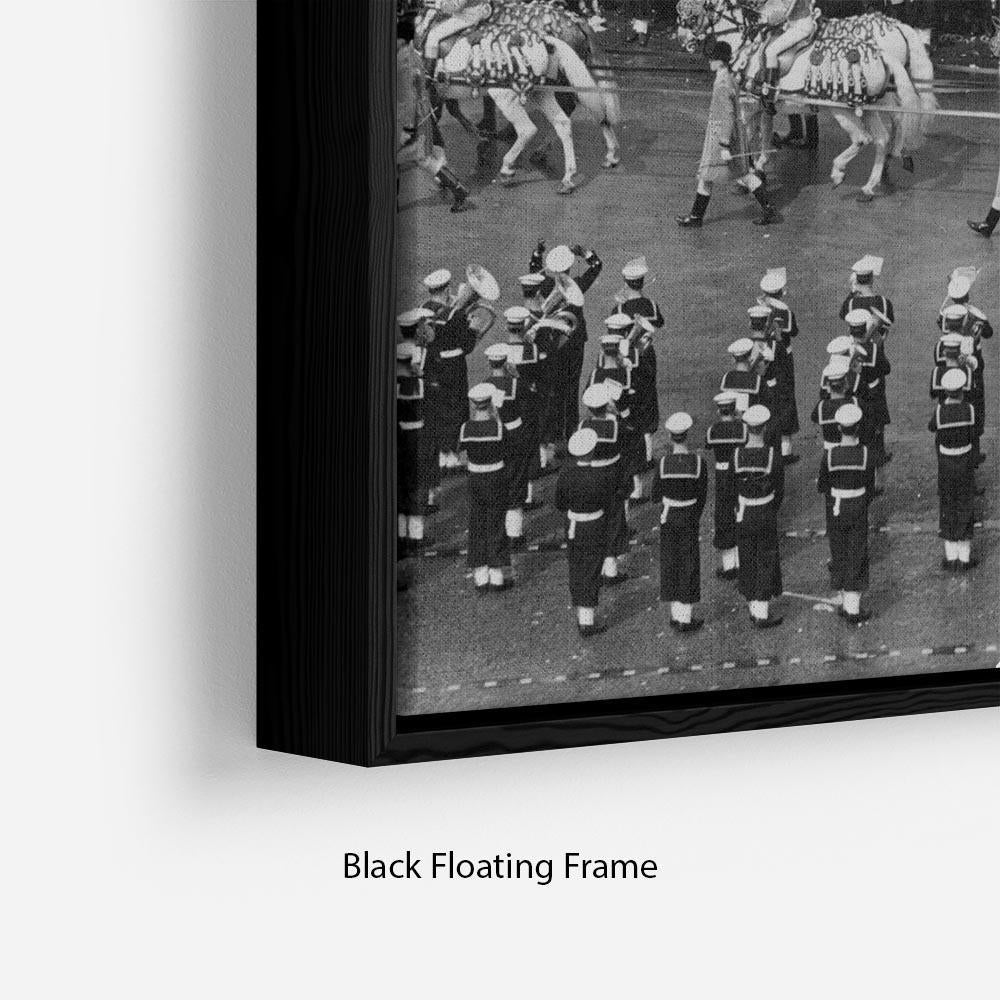 Queen Elizabeth II Coronation coach in Trafalgar Square Floating Frame Canvas
