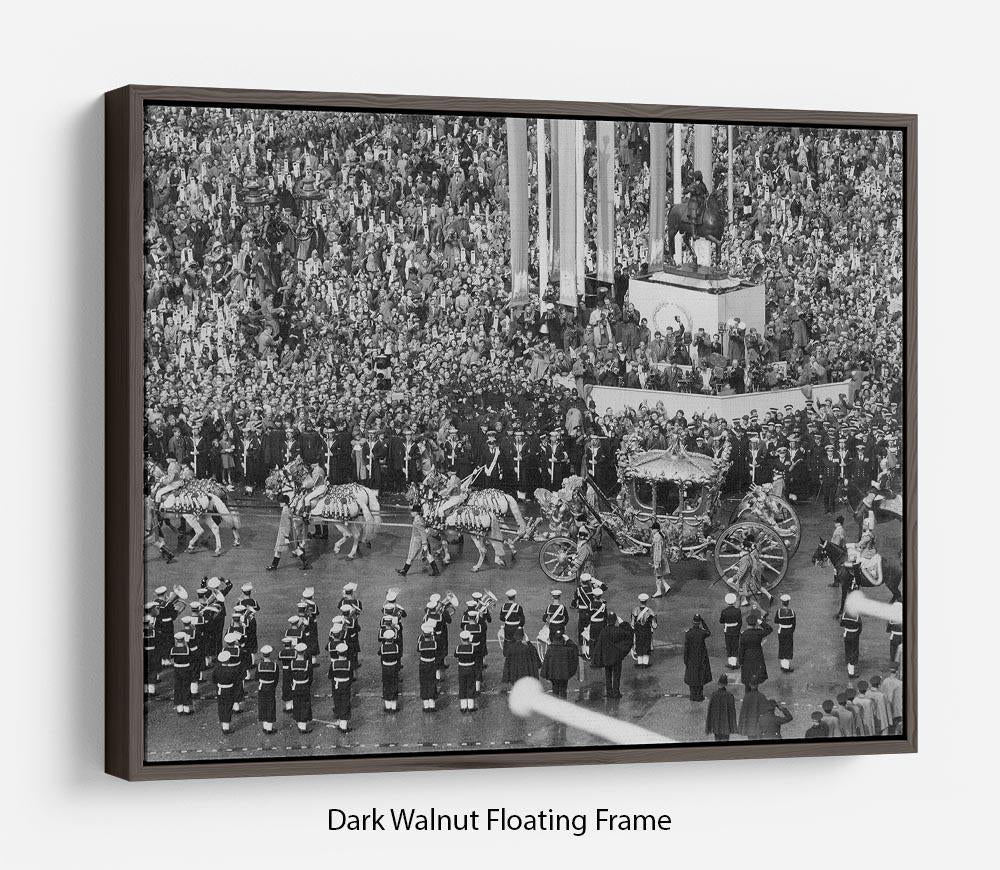 Queen Elizabeth II Coronation coach in Trafalgar Square Floating Frame Canvas