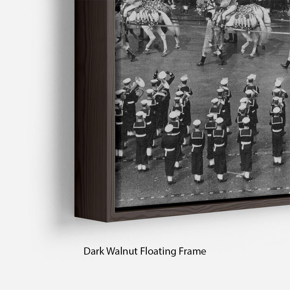 Queen Elizabeth II Coronation coach in Trafalgar Square Floating Frame Canvas