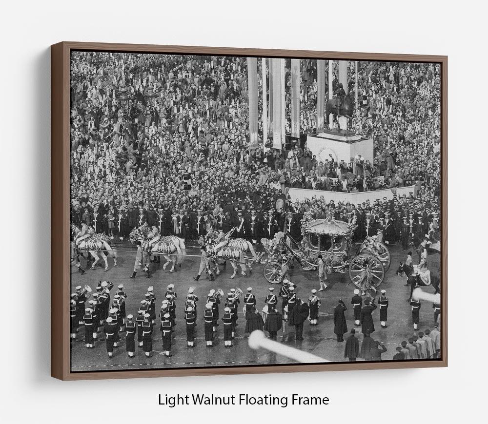 Queen Elizabeth II Coronation coach in Trafalgar Square Floating Frame Canvas