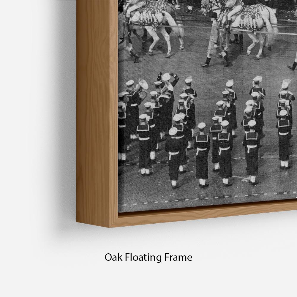 Queen Elizabeth II Coronation coach in Trafalgar Square Floating Frame Canvas