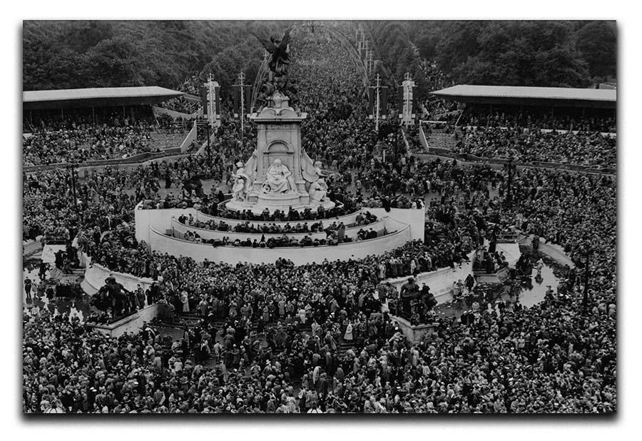 Queen Elizabeth II Coronation crowds at Buckingham Palace Canvas Print or Poster  - Canvas Art Rocks - 1