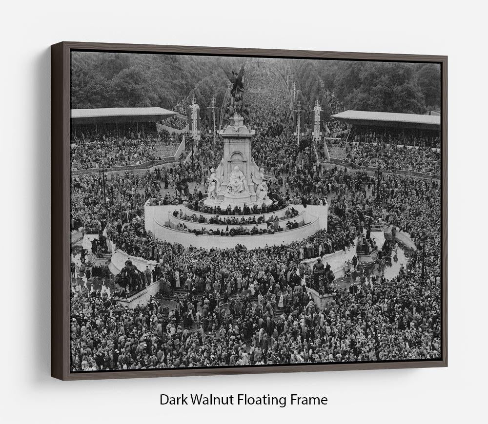 Queen Elizabeth II Coronation crowds at Buckingham Palace Floating Frame Canvas