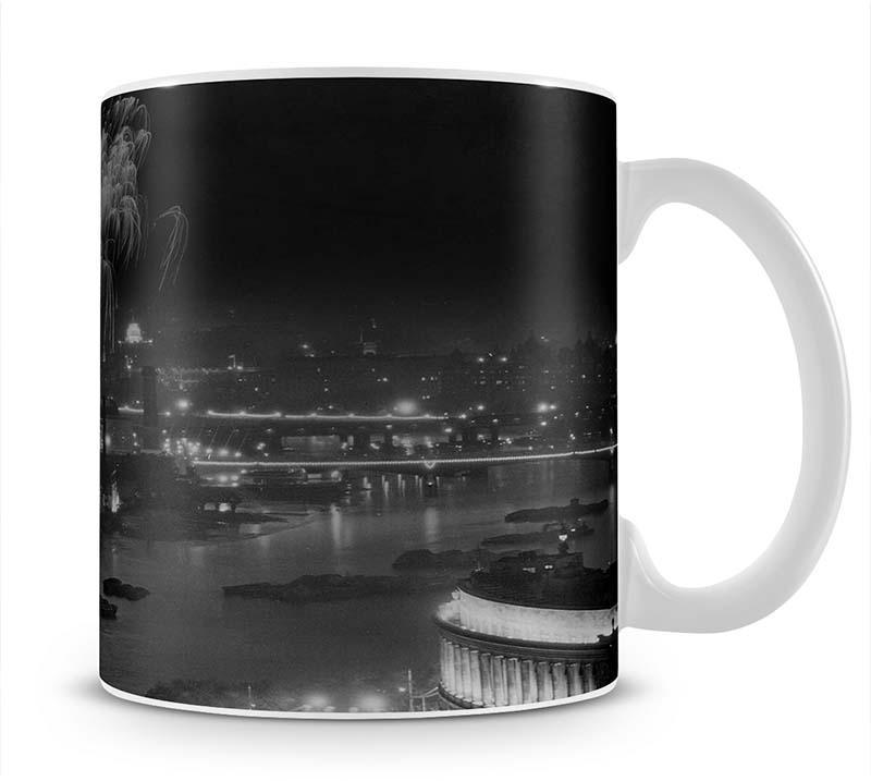 Queen Elizabeth II Coronation evening fireworks on the Thames Mug - Canvas Art Rocks - 1