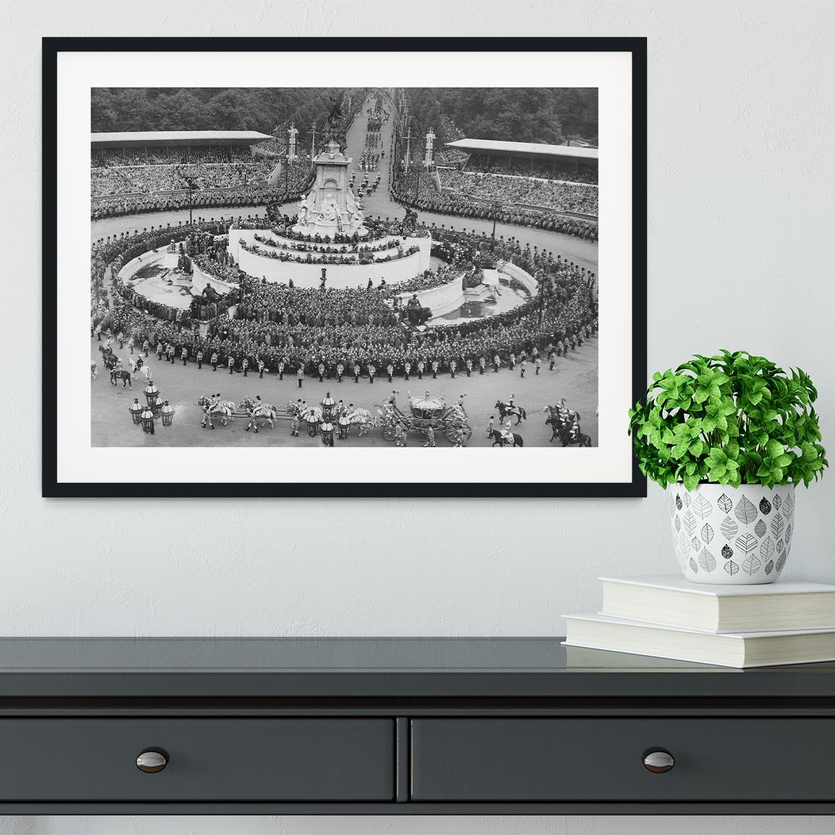 Queen Elizabeth II Coronation leaving Buckingham Palace Framed Print - Canvas Art Rocks - 1