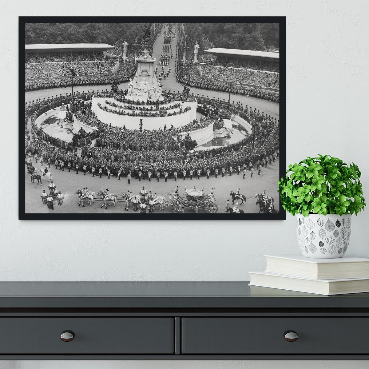 Queen Elizabeth II Coronation leaving Buckingham Palace Framed Print - Canvas Art Rocks - 2