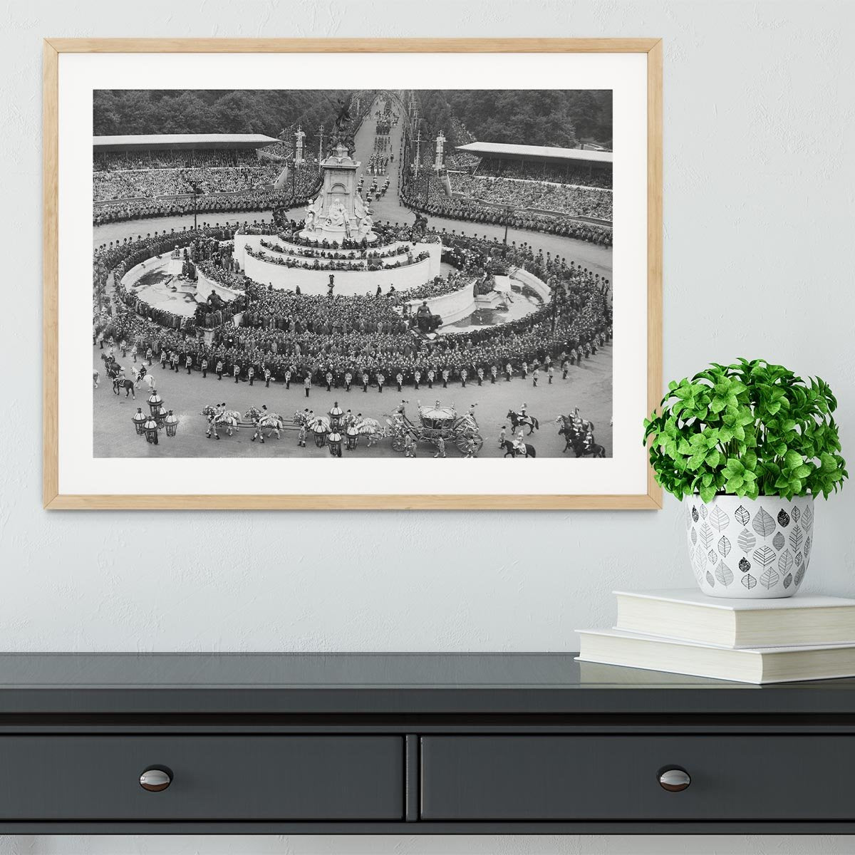 Queen Elizabeth II Coronation leaving Buckingham Palace Framed Print - Canvas Art Rocks - 3