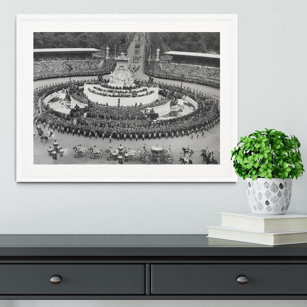 Queen Elizabeth II Coronation leaving Buckingham Palace Framed Print - Canvas Art Rocks - 5
