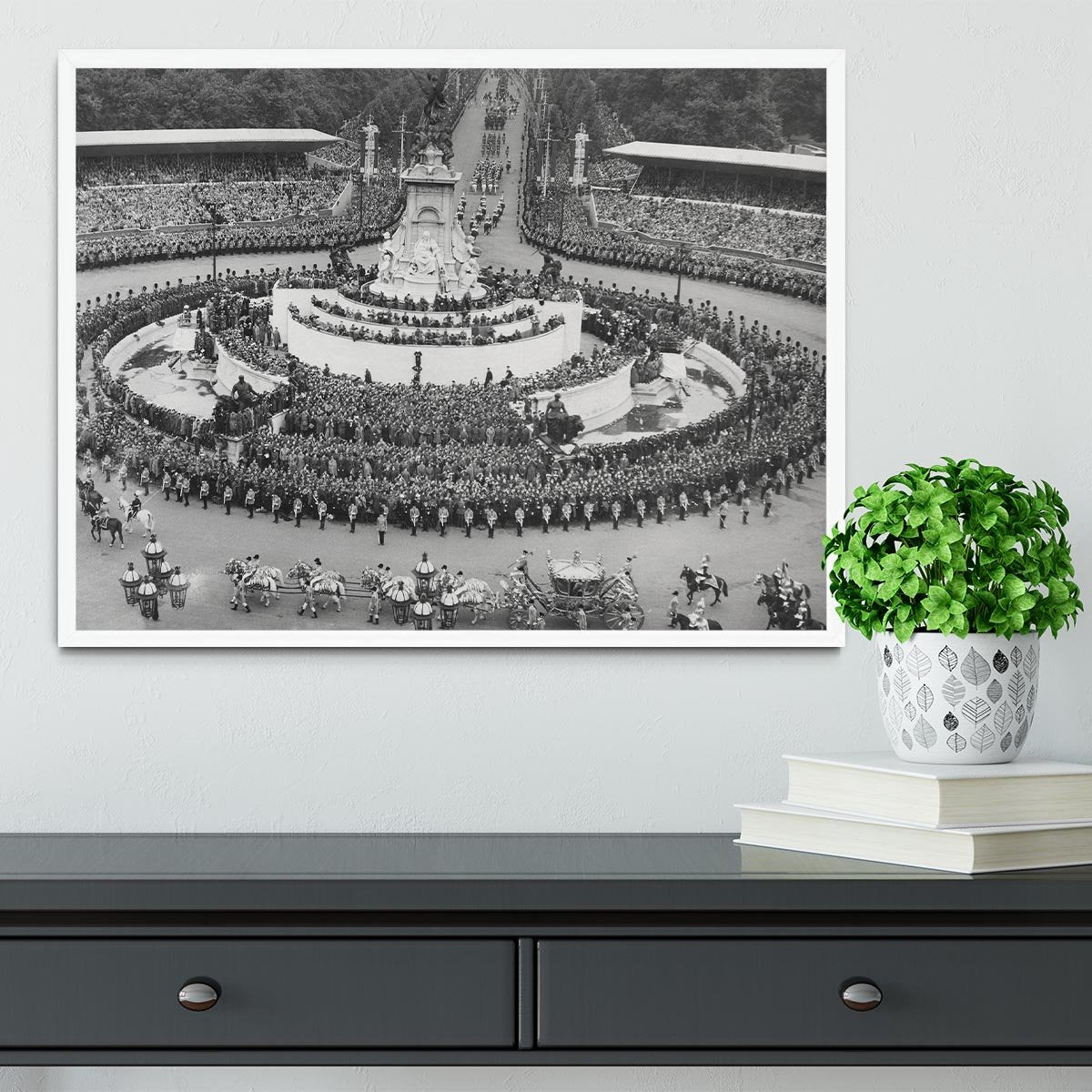 Queen Elizabeth II Coronation leaving Buckingham Palace Framed Print - Canvas Art Rocks -6