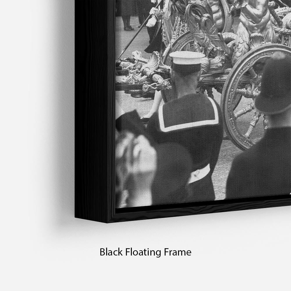 Queen Elizabeth II Coronation procession at Charing Cross Floating Frame Canvas