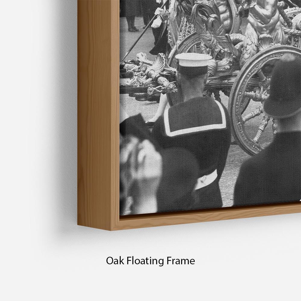 Queen Elizabeth II Coronation procession at Charing Cross Floating Frame Canvas